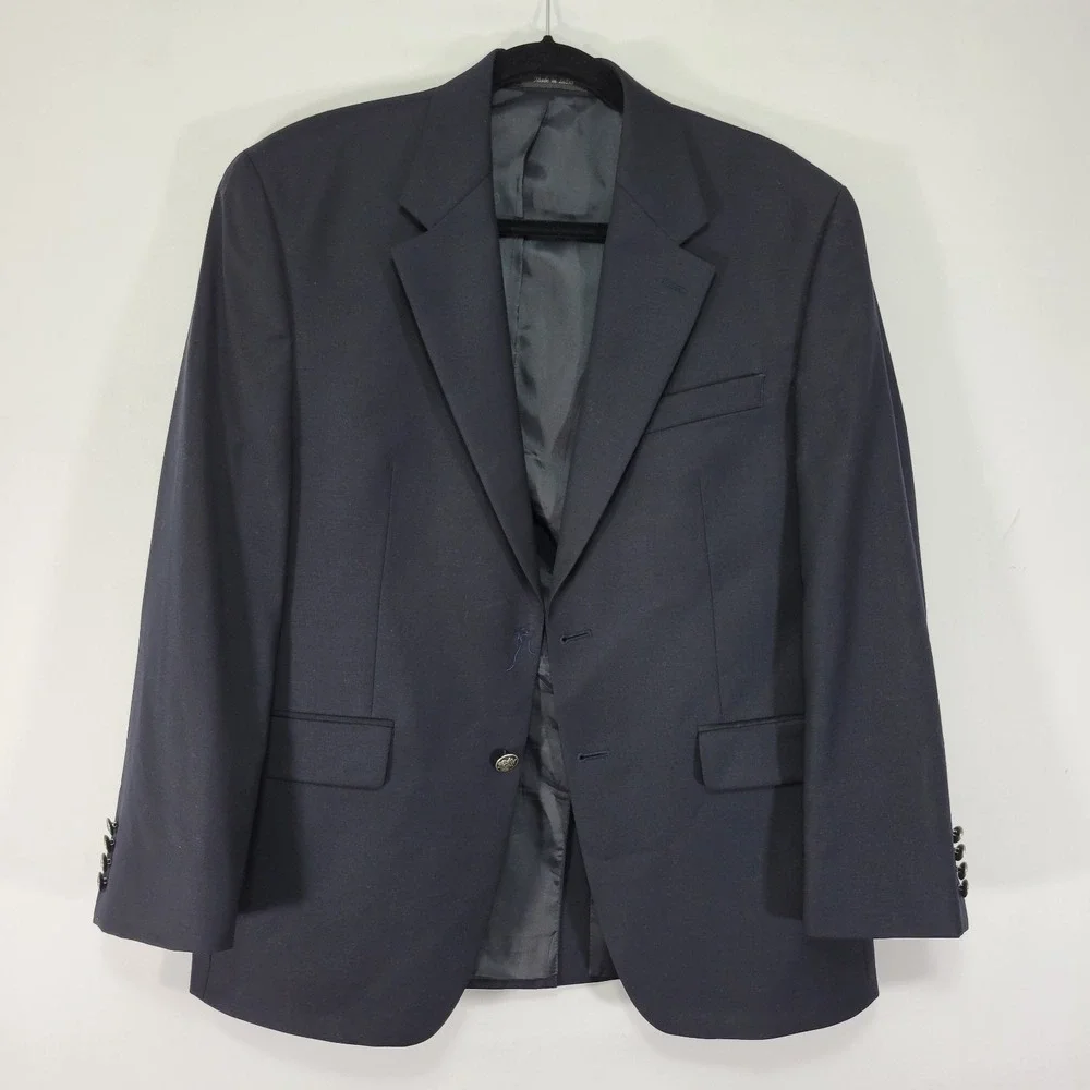 Michael Kors Men's Sport Coat‎ Blazer Two Button Navy Blue Twill Wool Size 40S